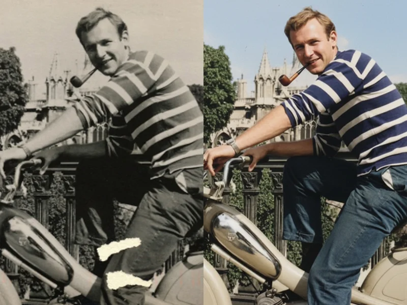 AI image: Restore and colorize this photo.