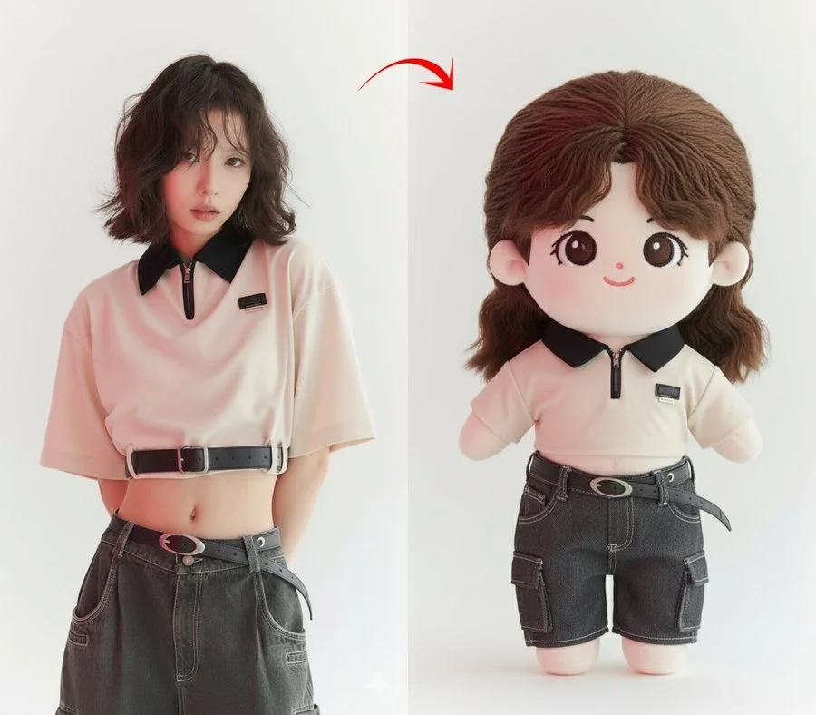 AI image: Turn this photo into a cute plush doll.